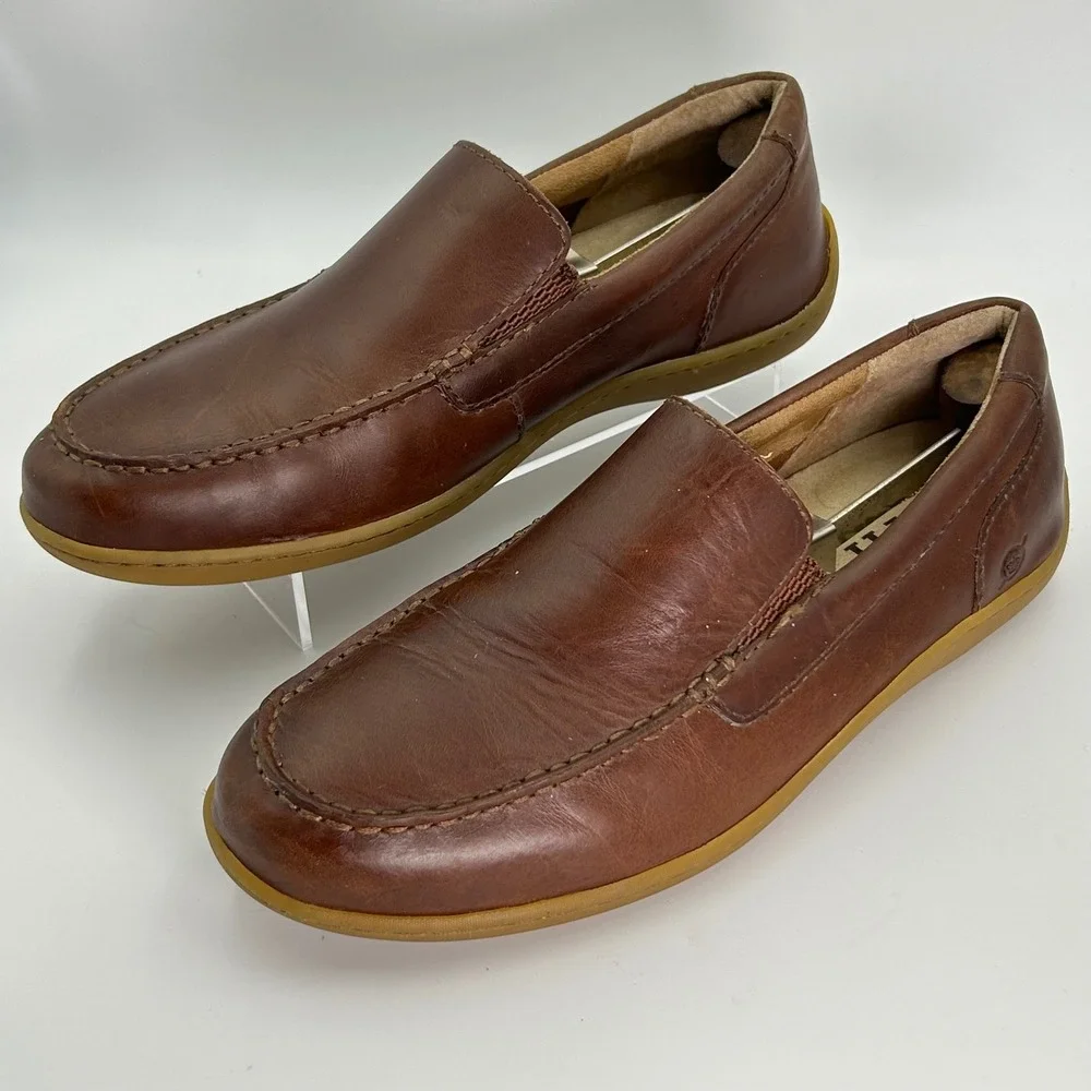 Born Loafers Mens‎ 10.5 Brown Leather Slip On Moc Toe H44116 Business Casual